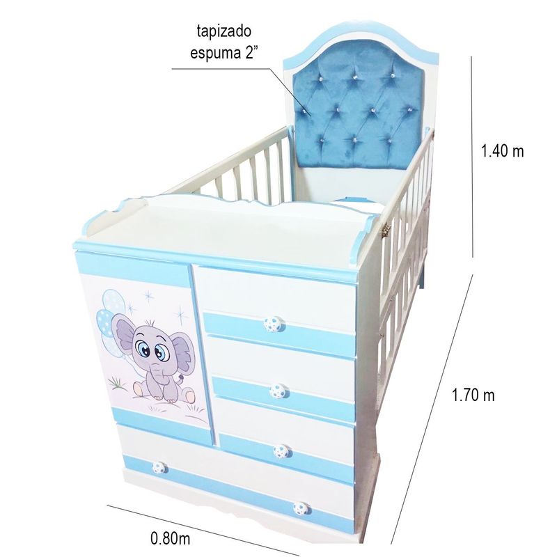 GENERICO - Cuna elefante bebe - multicuna tapizada
