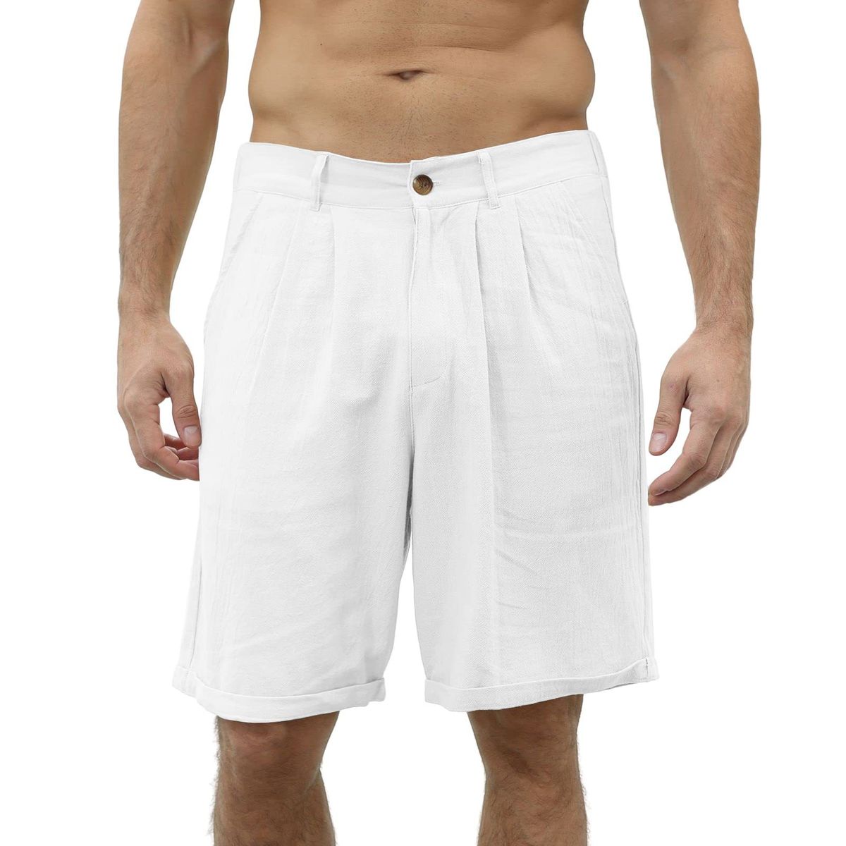 BLWOENS - Pantalones cortos masculinos para Hombre-Blanco