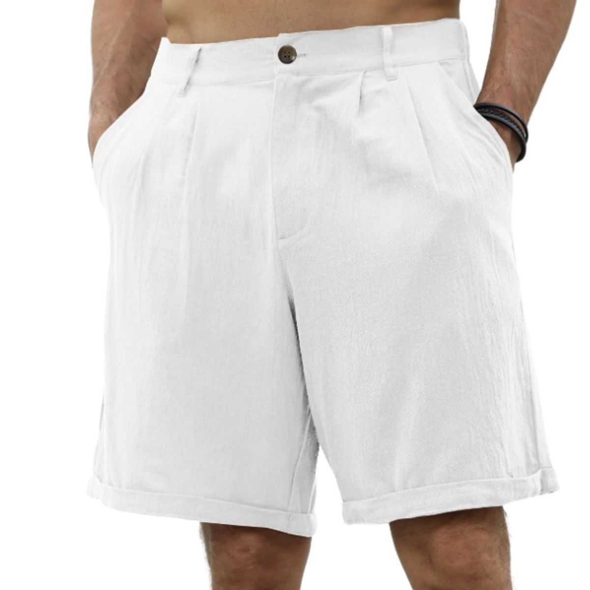 BLWOENS - Pantalones cortos masculinos para Hombre-Blanco