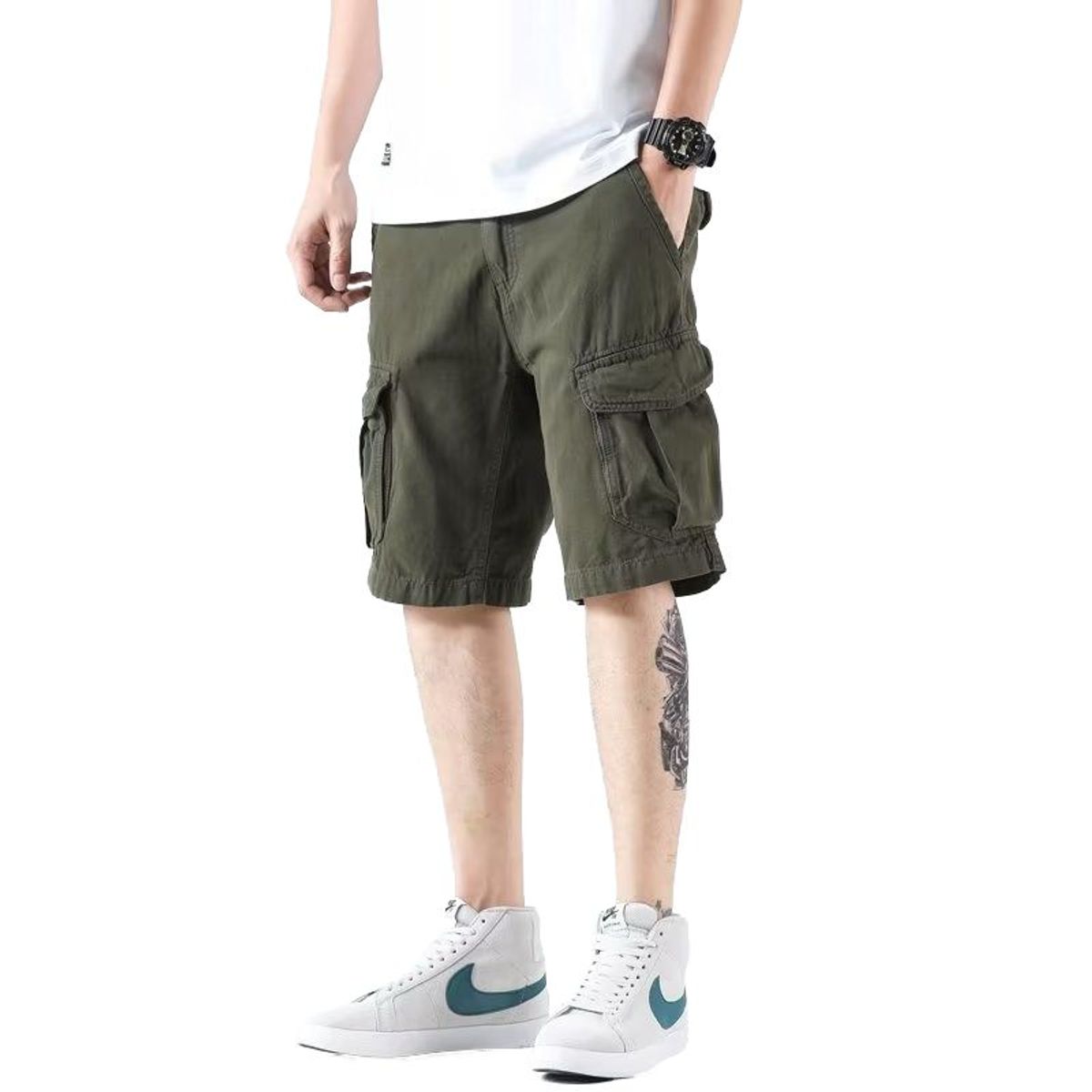 BLWOENS - Pantalones cortos masculinos para Hombre-Verde