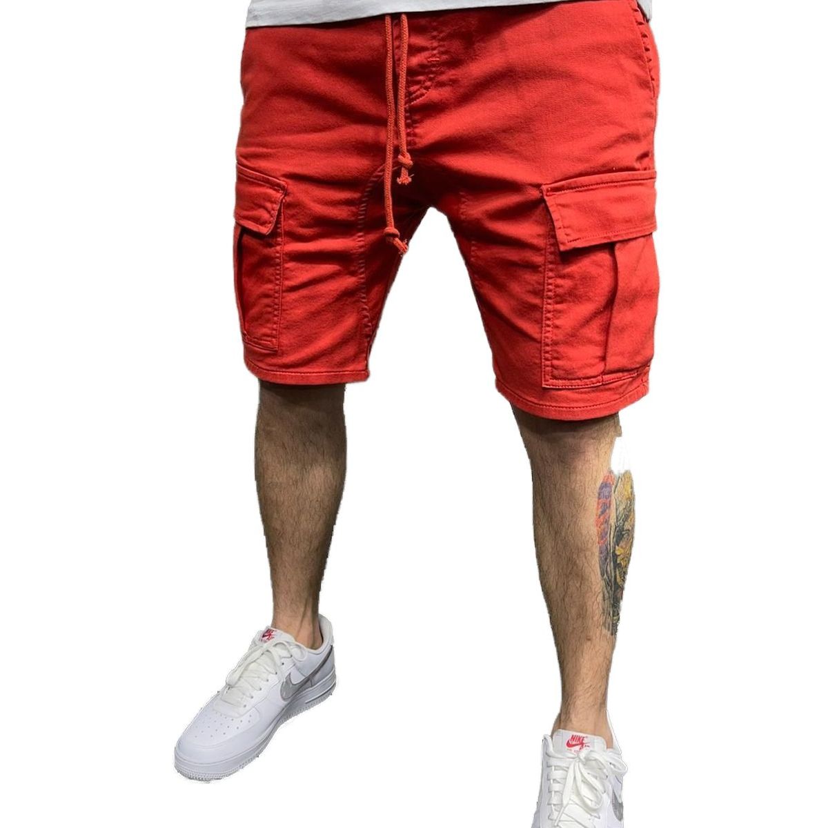 BLWOENS - Pantalones cortos masculinos para Hombre-Rojo