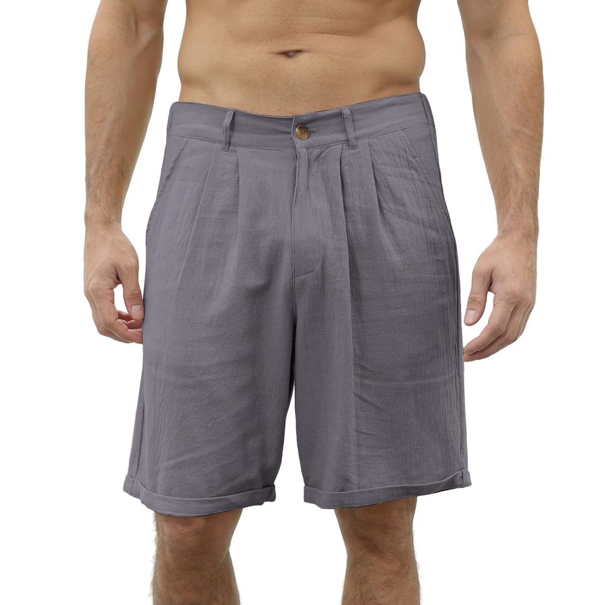 BLWOENS - Pantalones cortos masculinos para Hombre-Gris