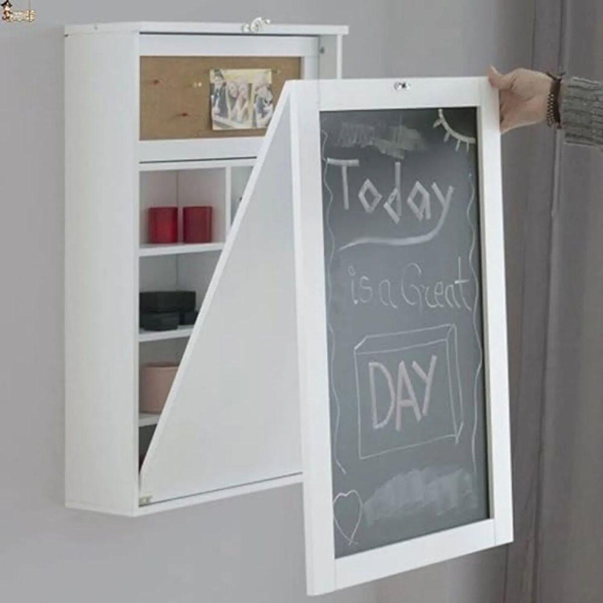 TU MESITA - ESCRITORIO TENDENCIA PLEGABLE BLANCO CON PIZARRA Y TABLERO CORCHO TU MESITA