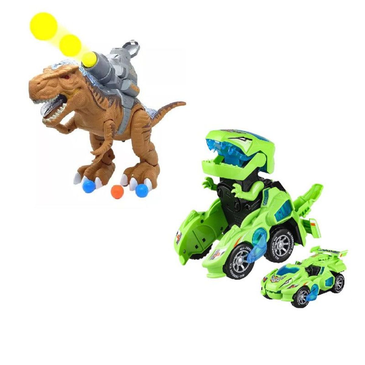 GENERICO - Dinosaurio Grande Lanza Pelotitas de Plástico + AUTO TRANSFORMER