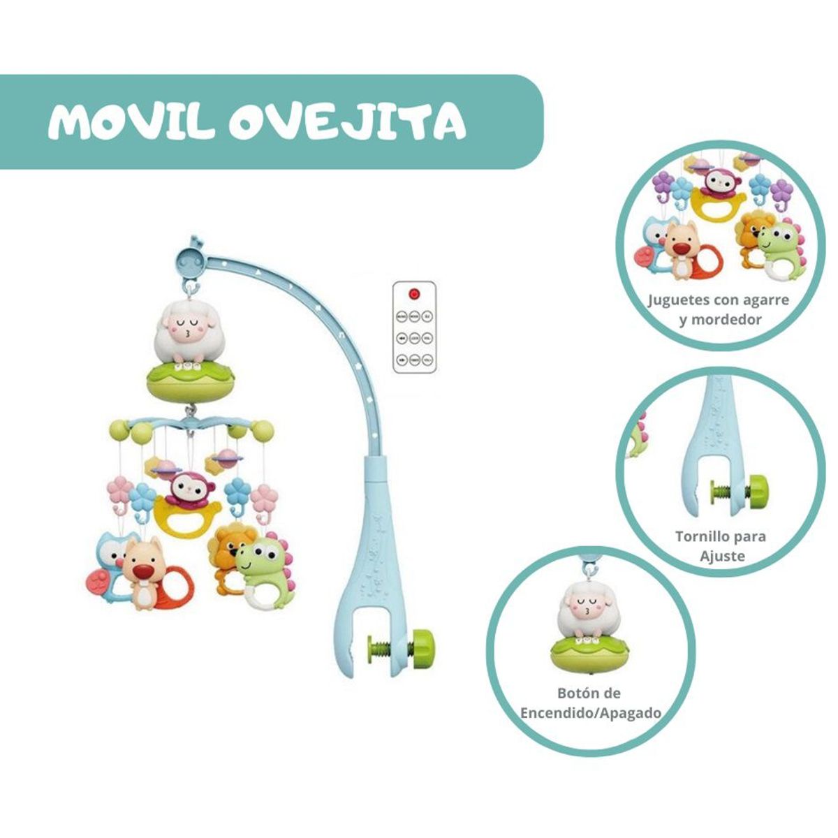 GENERICO - Móvil Giratorio Musical Para Cuna Con Control para Bebé