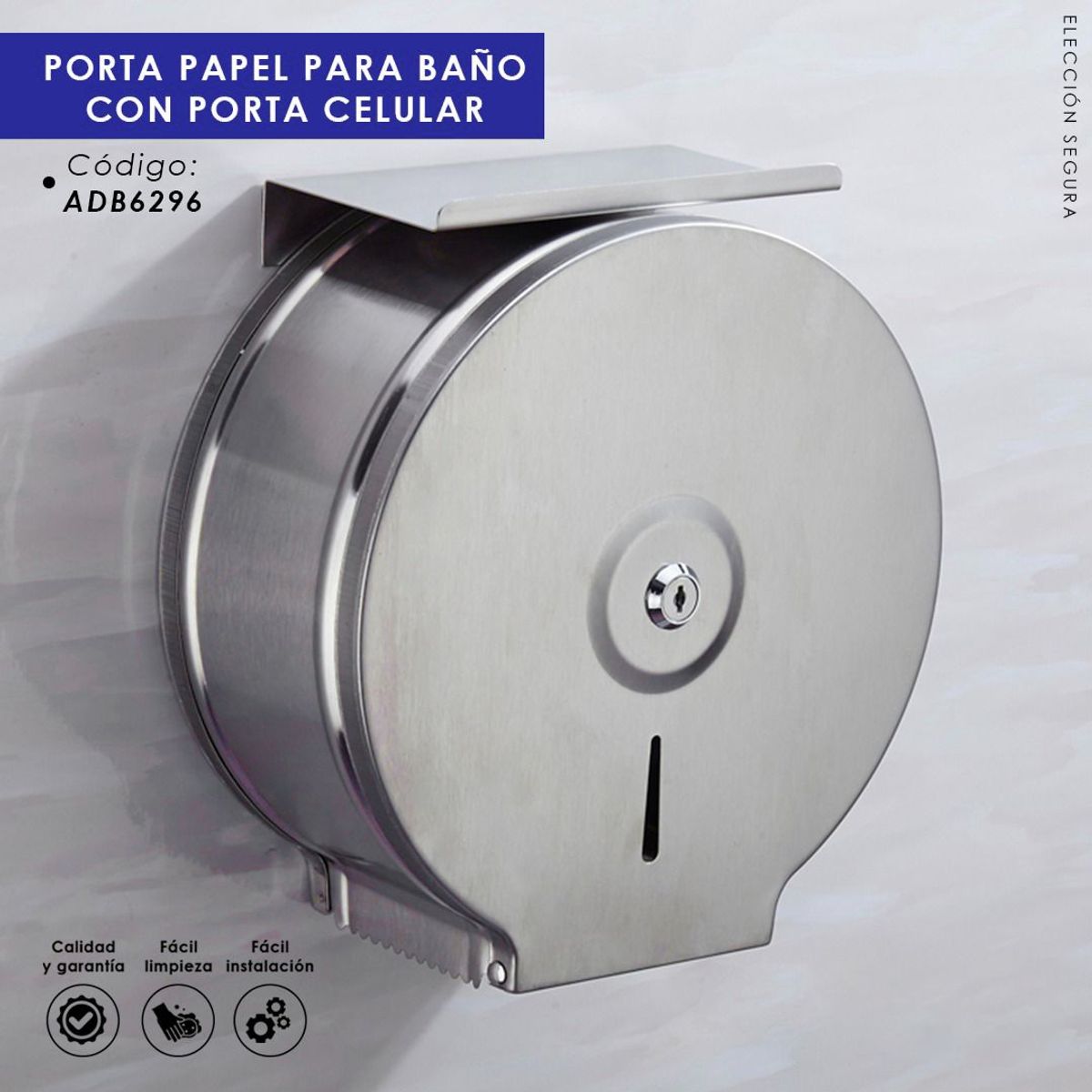 GENERICO - Dispensador de Papel Higiénico con Porta celular