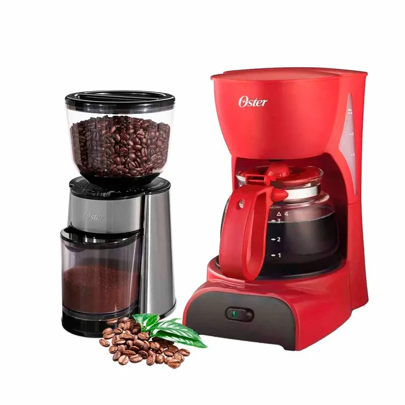 OSTER - Cafetera Oster 4 Tazas BVSTDCDR5R + Molinillo de Cafe BVSTBMH23