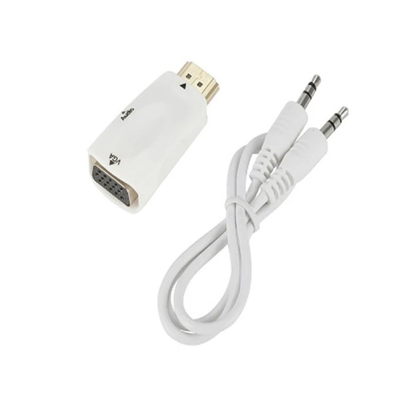 GENERICO - Adaptador de Cable HDMI a VGA Conector de 35mm Audio HD 1080P