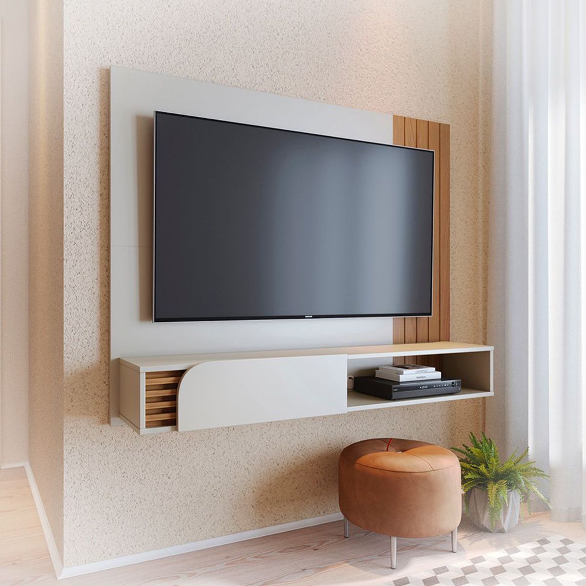 PAZART MUEBLES - CENTRO DE ENTRETENIMIENTO PANEL OSAKA OFF WHITE 55