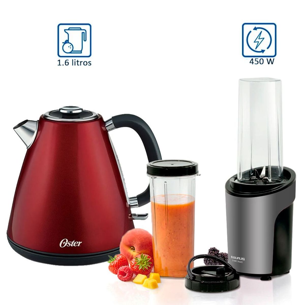 OSTER - Hervidor Electrico Oster BVSTKT7002RD + Licuadora Personal Taurus