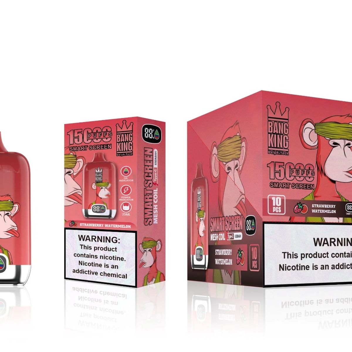 GENERICO - VAPEADOR BANG KING STRAWBERRY WATERMELON DE 15000 PUFFS