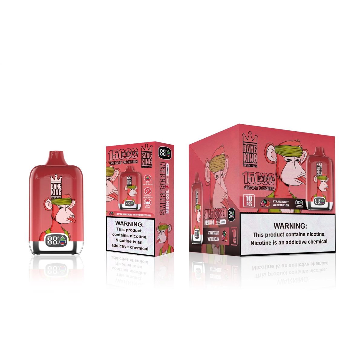 GENERICO - VAPEADOR BANG KING STRAWBERRY WATERMELON DE 15000 PUFFS