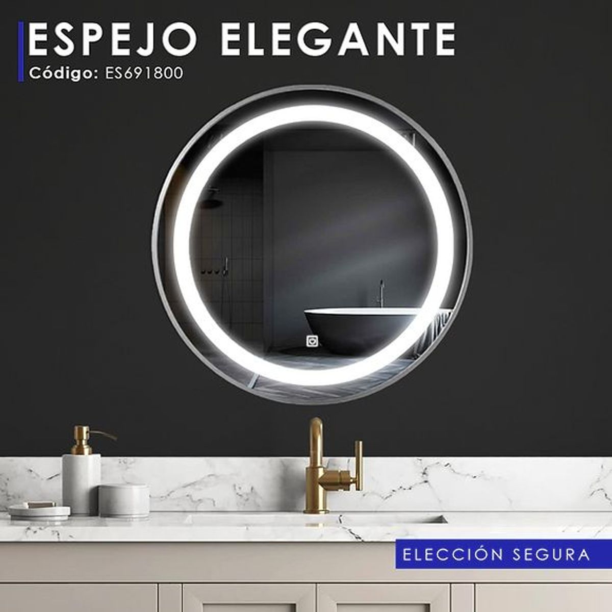 GENERICO - Espejo Circular con Luz LED