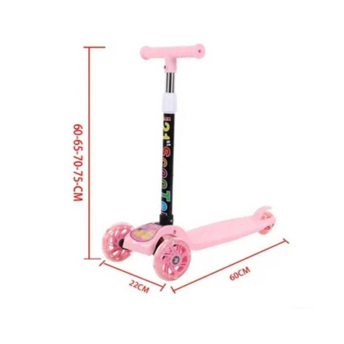 GENERICO - Scooter Plegable Para Niños Con Luces Rosa