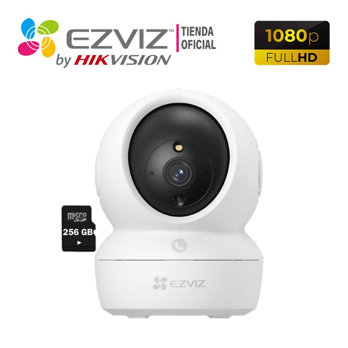 EZVIZ - Cámara IP H6C PRO 1080P Ezviz visión 360° Botón Llamada + SD256Gb