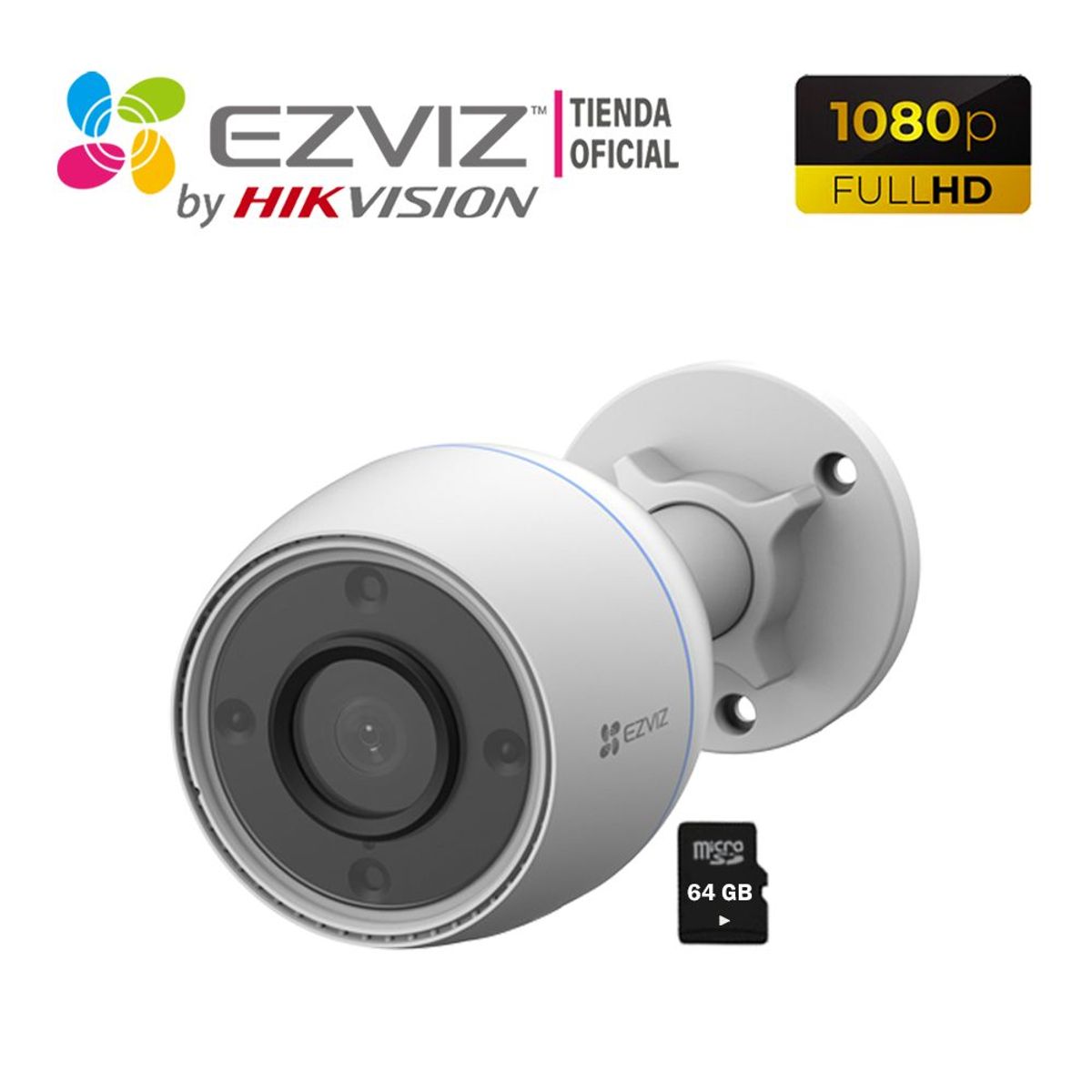 EZVIZ - Cámara IP Exterior H3C COLOR Full Hd Ezviz IP67 Noche Color SD 64GB