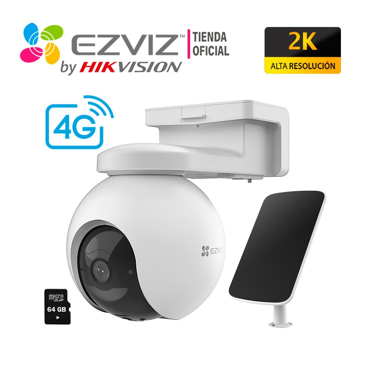 EZVIZ - Cámara IP EB8 4G 2K Ezviz con Gps con Panel solar + Sd 64Gb