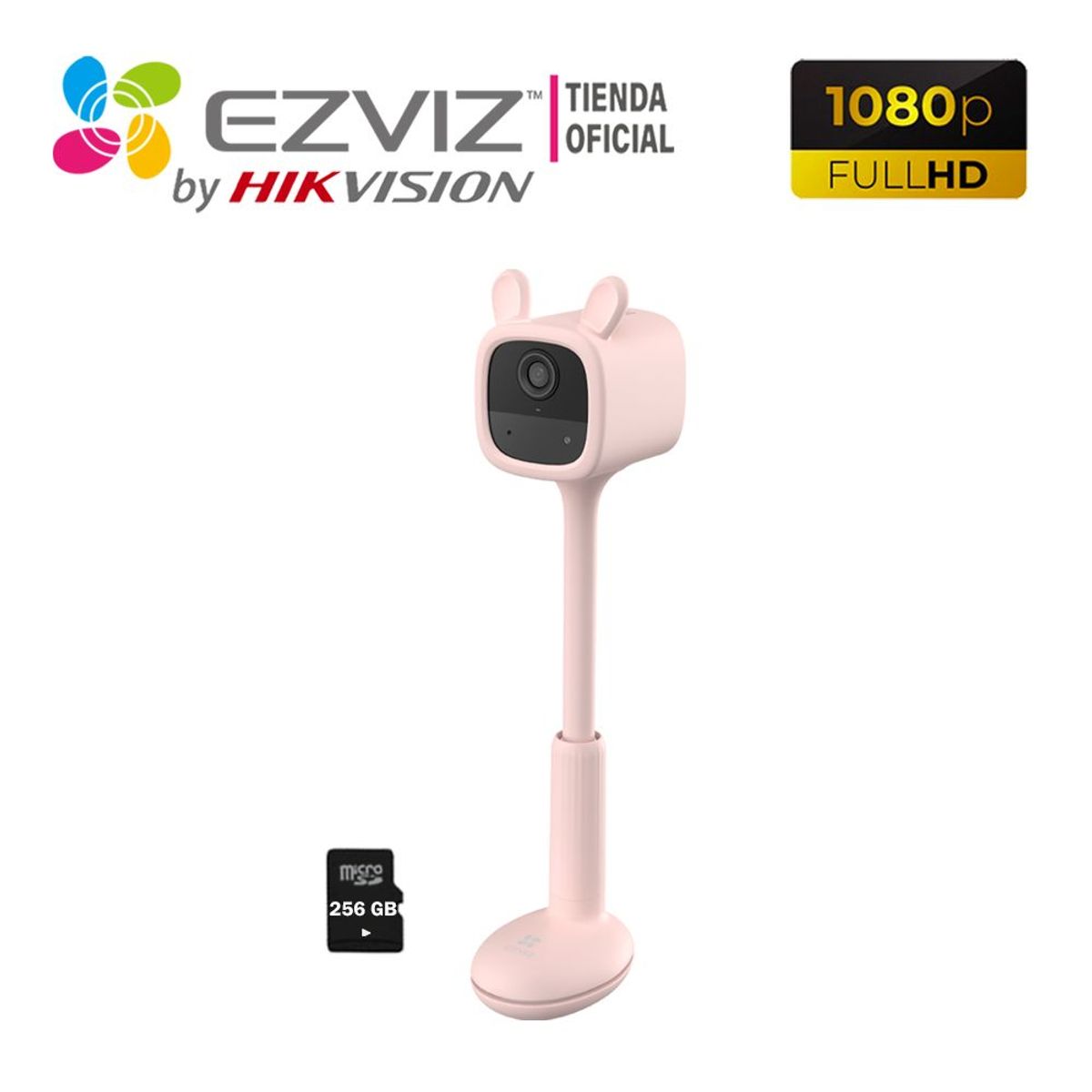 EZVIZ - Cámara IP para Bebé BM1 Full Hd Ezviz Rosado batería +Sd 256GB
