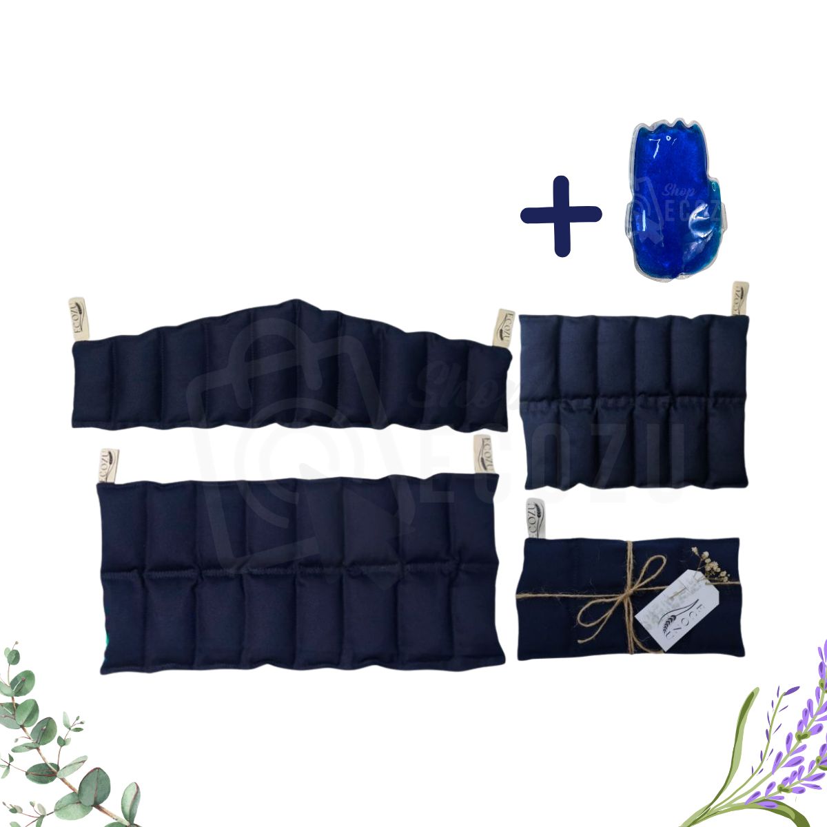 GENERICO - Pack 4 Compresas De Semillas azul + Compresa de Gel para Palma de Mano