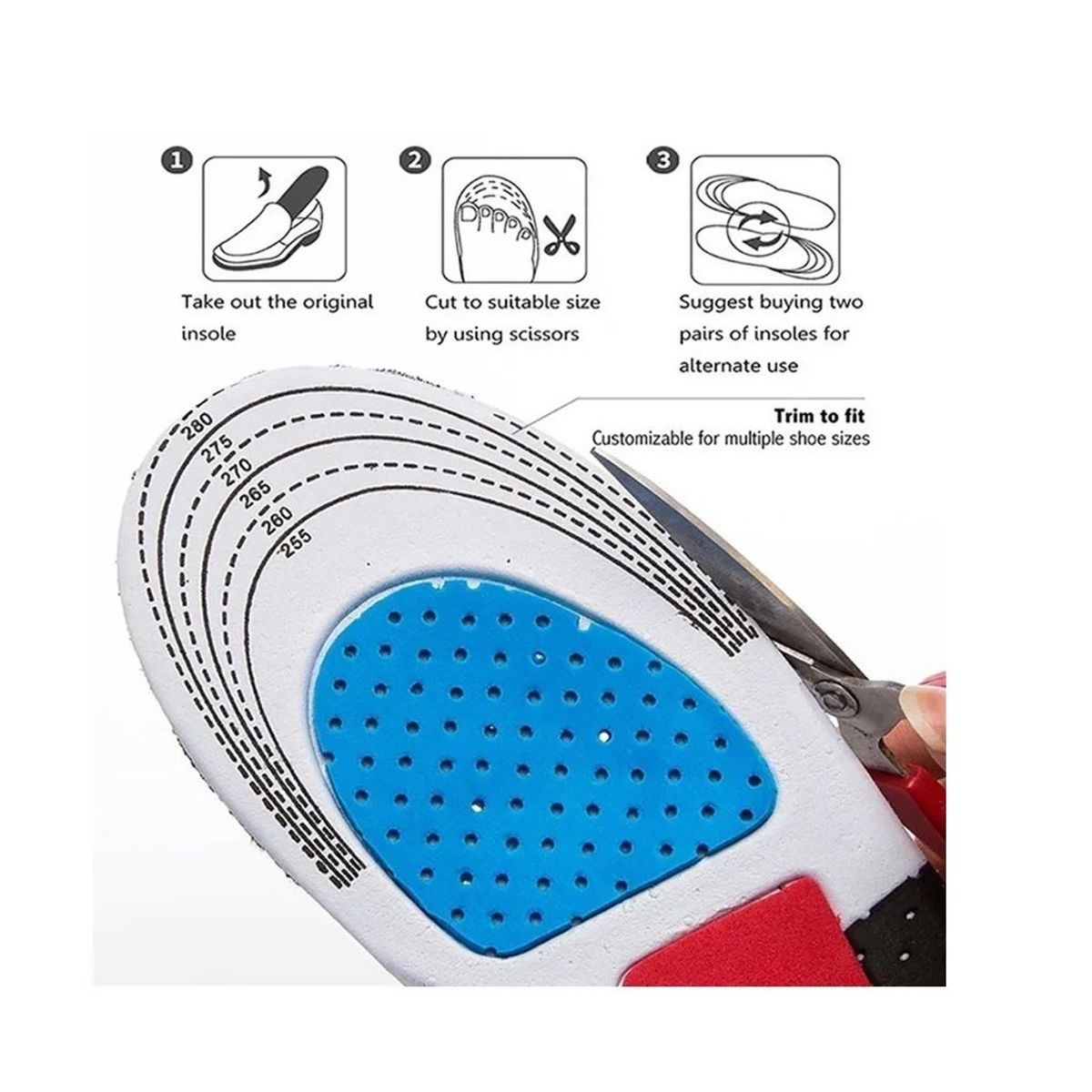 GENERICO - Plantilla Deportiva Ortopédica con Gel en Talón - TALLA 41-44