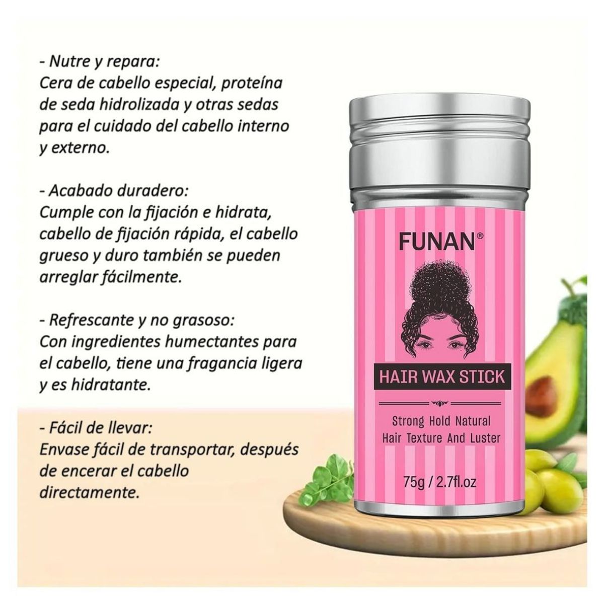 GENERICO - Barra de Cera para Cabello Control de Encrespamiento Frizz Nutritivo