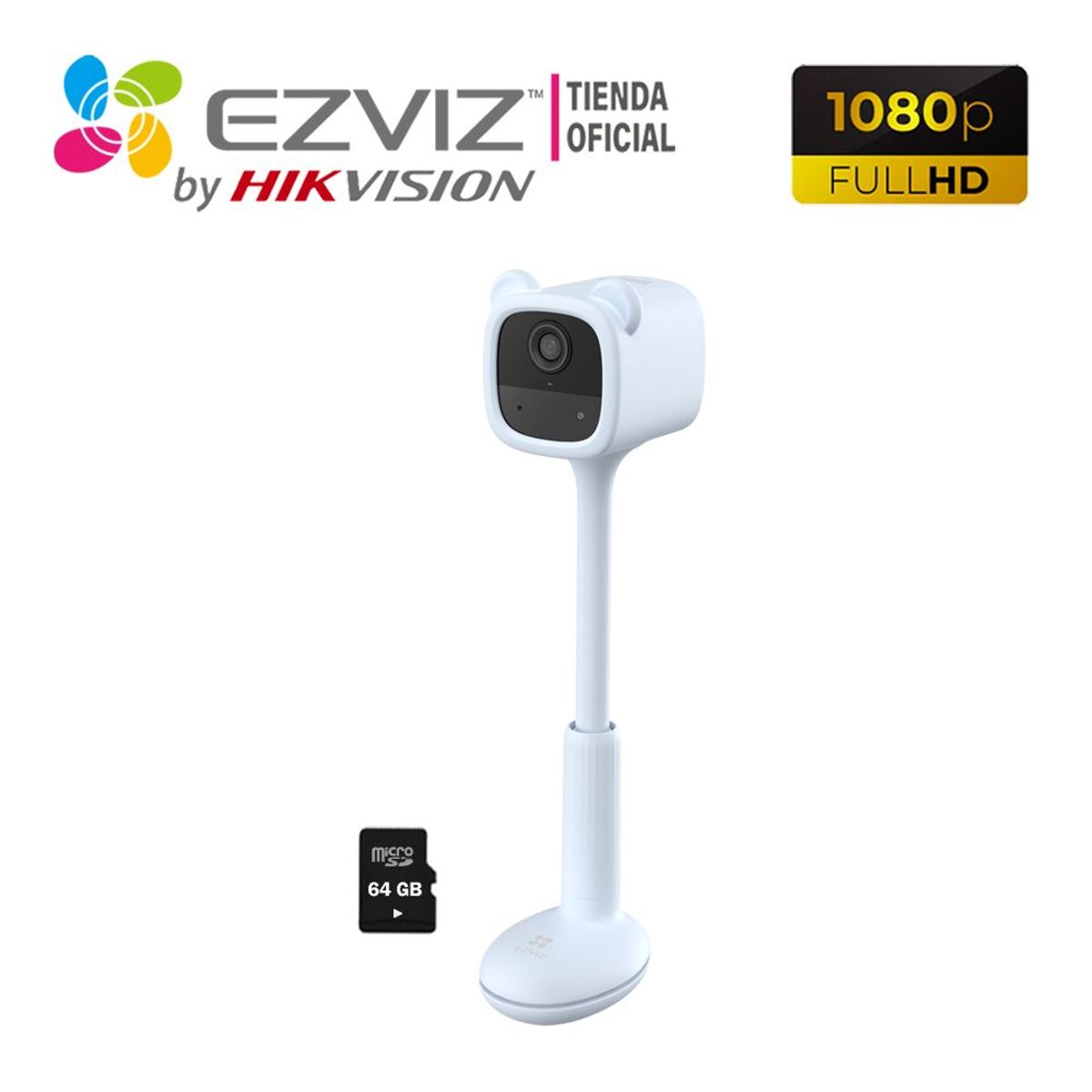 EZVIZ - Cámara IP para Bebé BM1 FullHd Ezviz Celeste batería + Sd 64Gb
