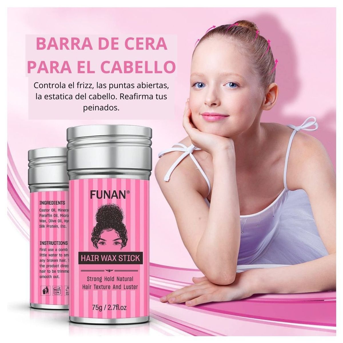 GENERICO - Barra de Cera Anti Frizz para Peinados Cabello Unisex 75g
