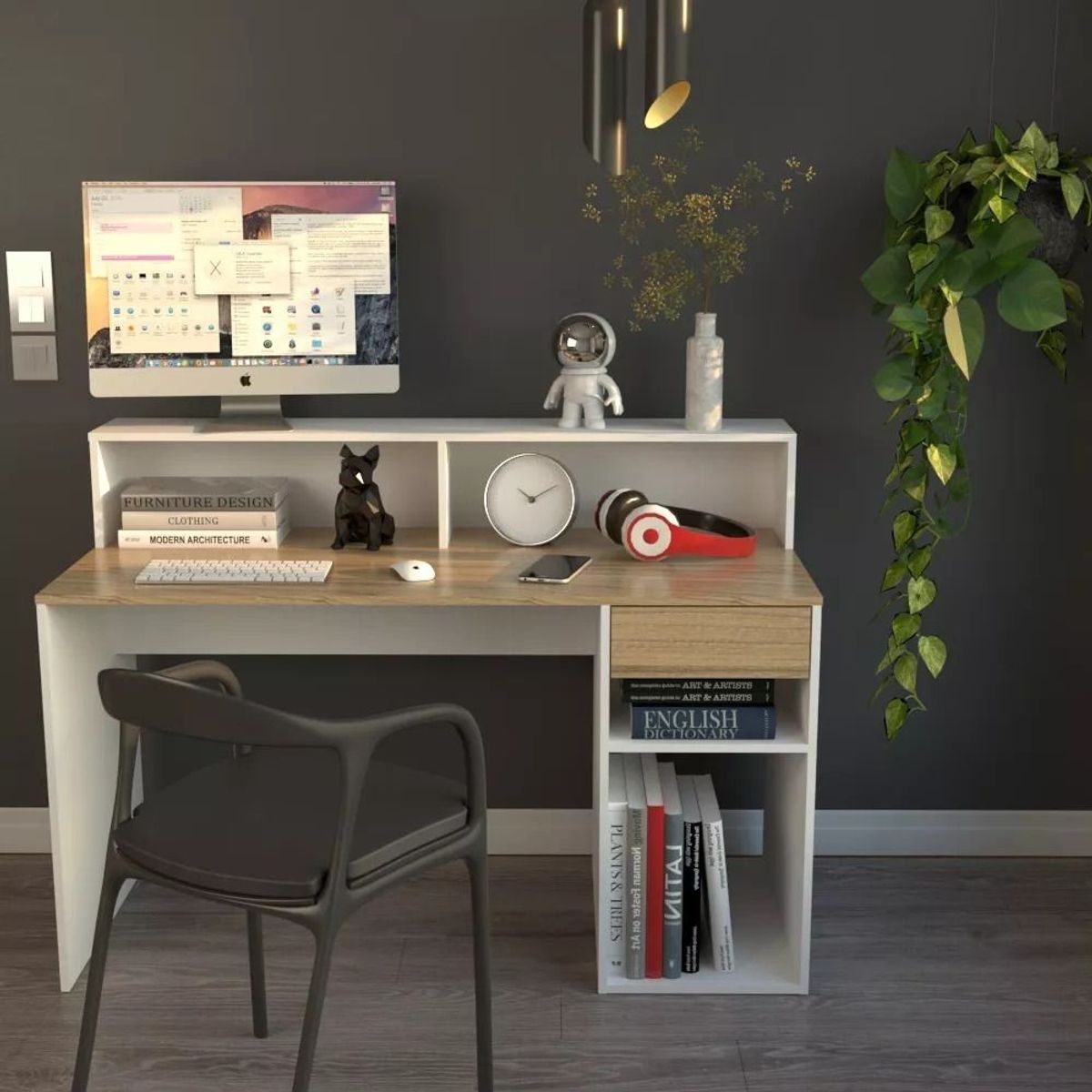 TU MESITA - Escritorio Juvenil Olmo 1 cajón color BlancoDuna TU MESITA