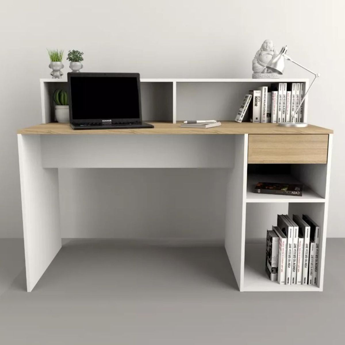 TU MESITA - Escritorio Juvenil Olmo 1 cajón color BlancoDuna TU MESITA