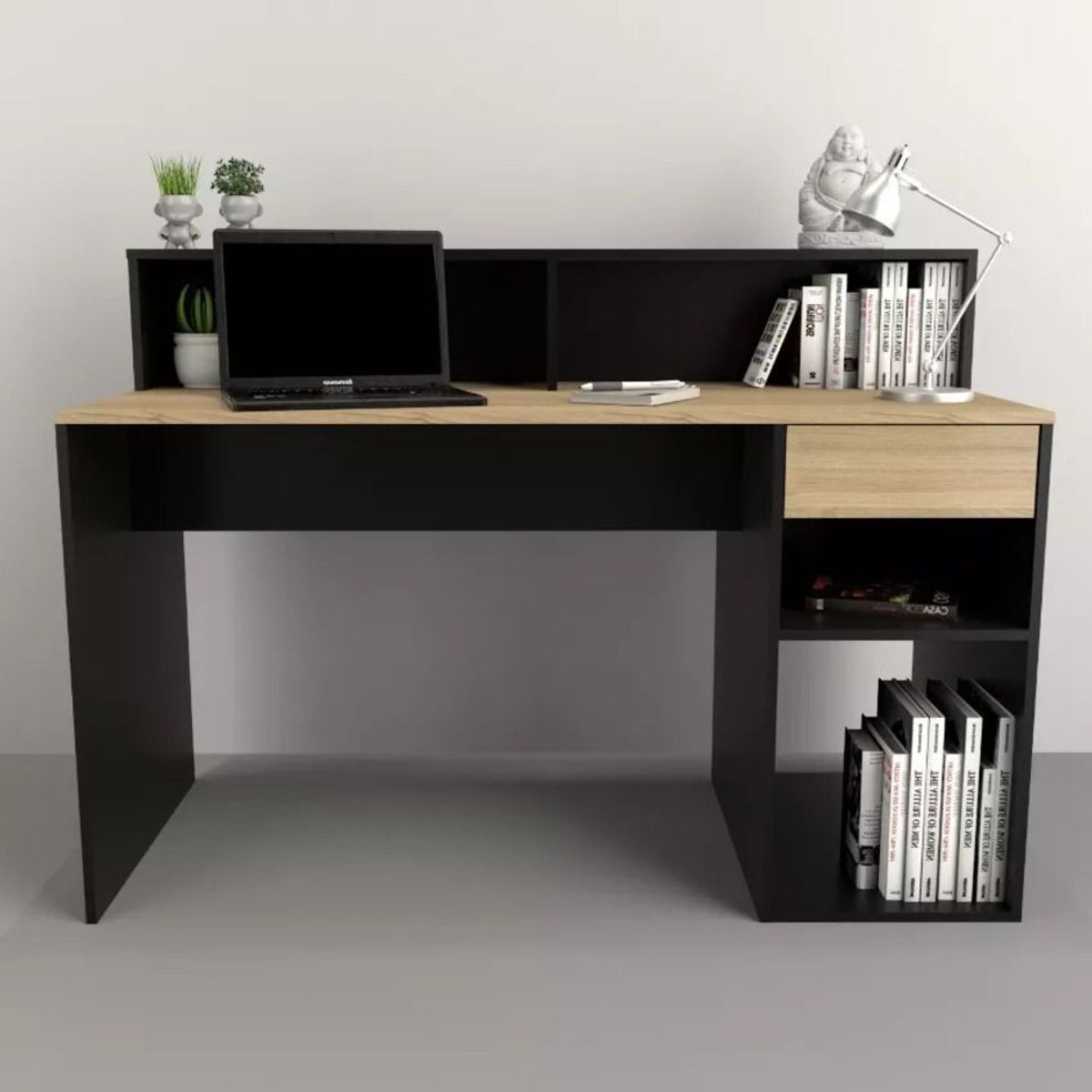 TU MESITA - Escritorio Juvenil Olmo 1 cajón color NegroDuna TU MESITA