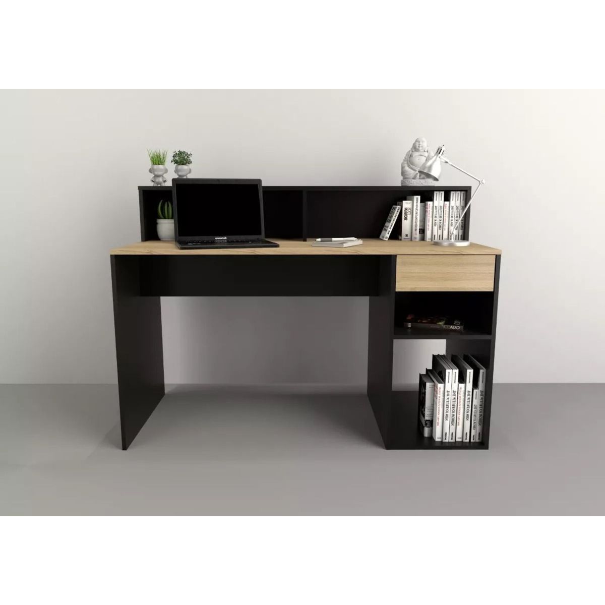 TU MESITA - Escritorio Juvenil Olmo 1 cajón color NegroDuna TU MESITA