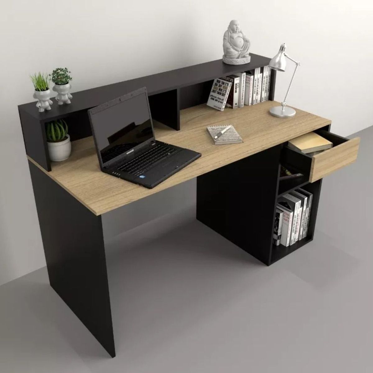 TU MESITA - Escritorio Juvenil Olmo 1 cajón color NegroDuna TU MESITA