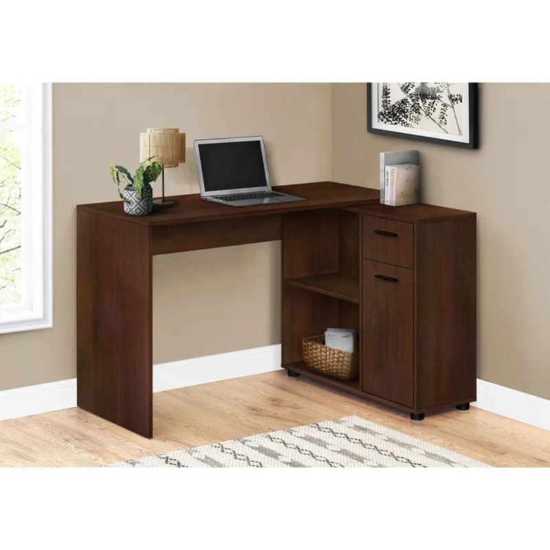TU MESITA - Escritorio Esquinero Issco color Marrón 1 puerta 1 cajón TU MESITA