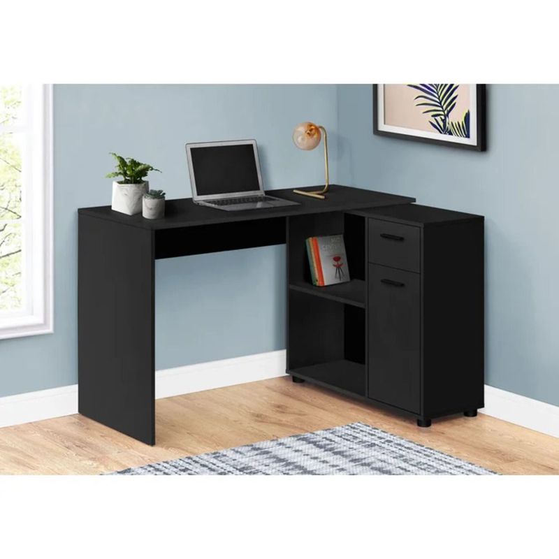 TU MESITA - Escritorio Esquinero Issco color Negro 1 puerta 1 cajón TU MESITA