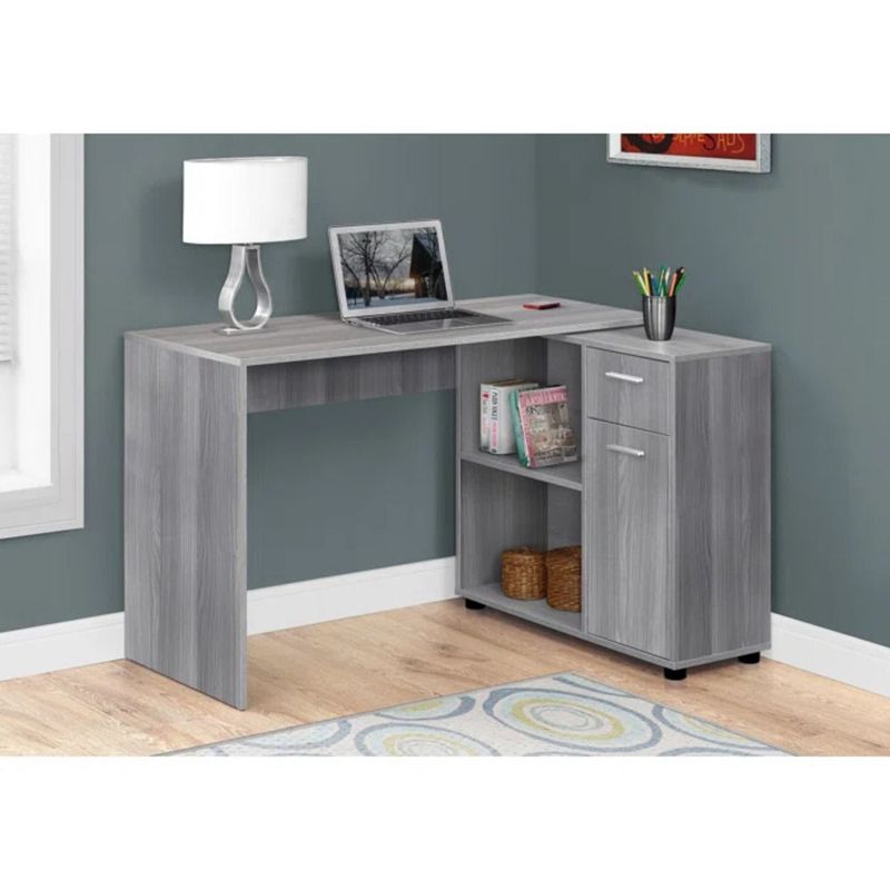 TU MESITA - Escritorio Esquinero Issco color Gris 1 puerta 1 cajón TU MESITA