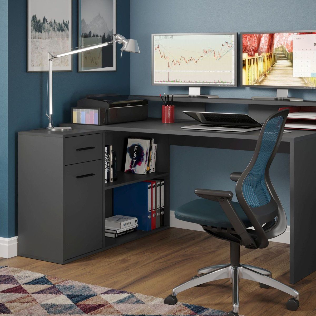 TU MESITA - Escritorio Moderno Huascarán 1 puerta 1 cajón TU MESITA color Gris oscuro