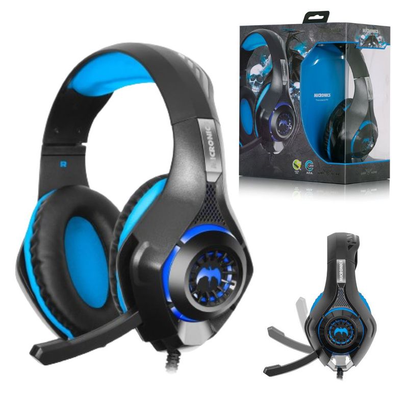 MICRONICS - AUDIFONO GAMER LED CON MICROFONO THERODACTIL MICHG800-P4 USB MICRONICS