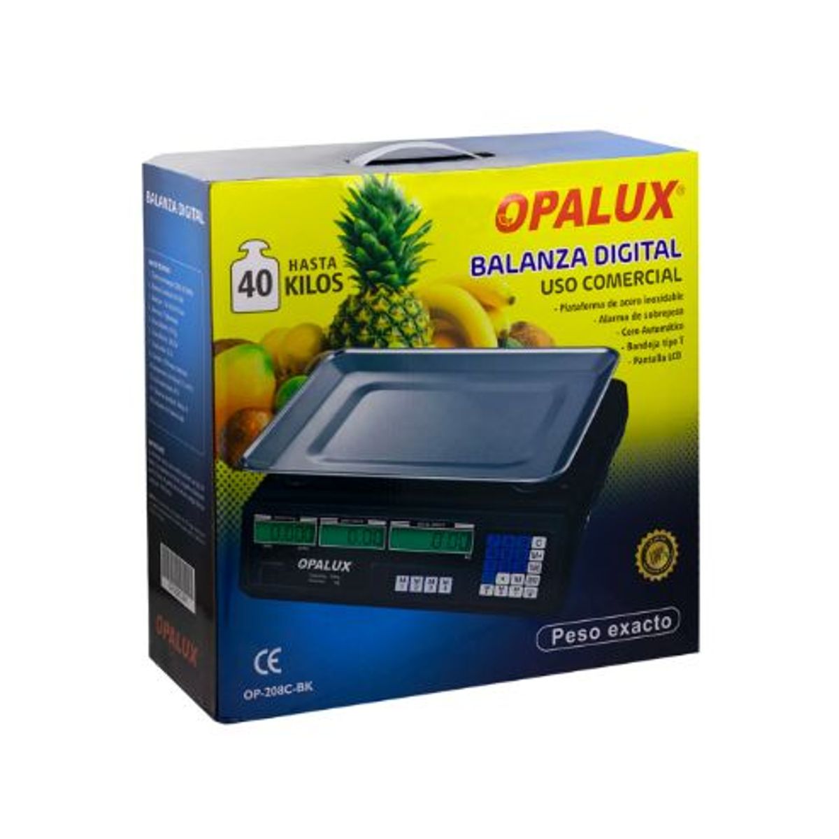 OPALUX - Balanza Digital Recargable 40Kg OP-208C-BK OPALUX
