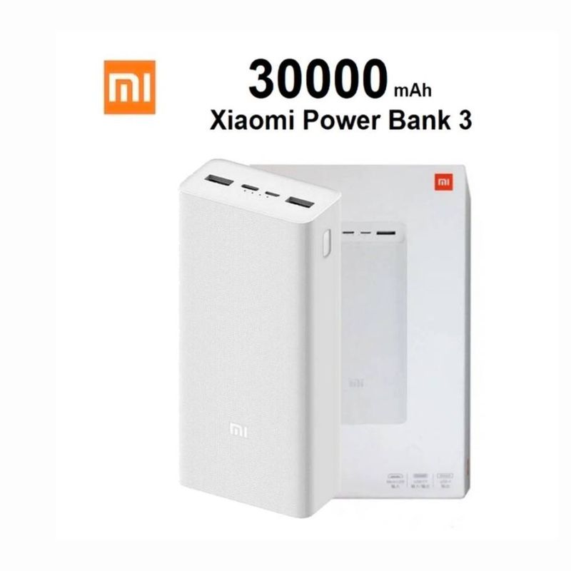 XIAOMI - ower Bank 30000 mAh Xiaomi 18W 4 Puertos de Carga - Blanco