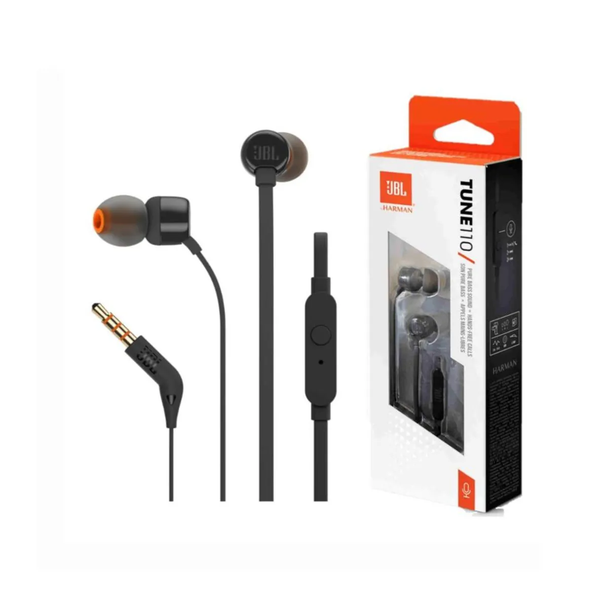 JBL - Audífonos JBL T110 Pure Bass Sound 35mm con Micrófono Negro