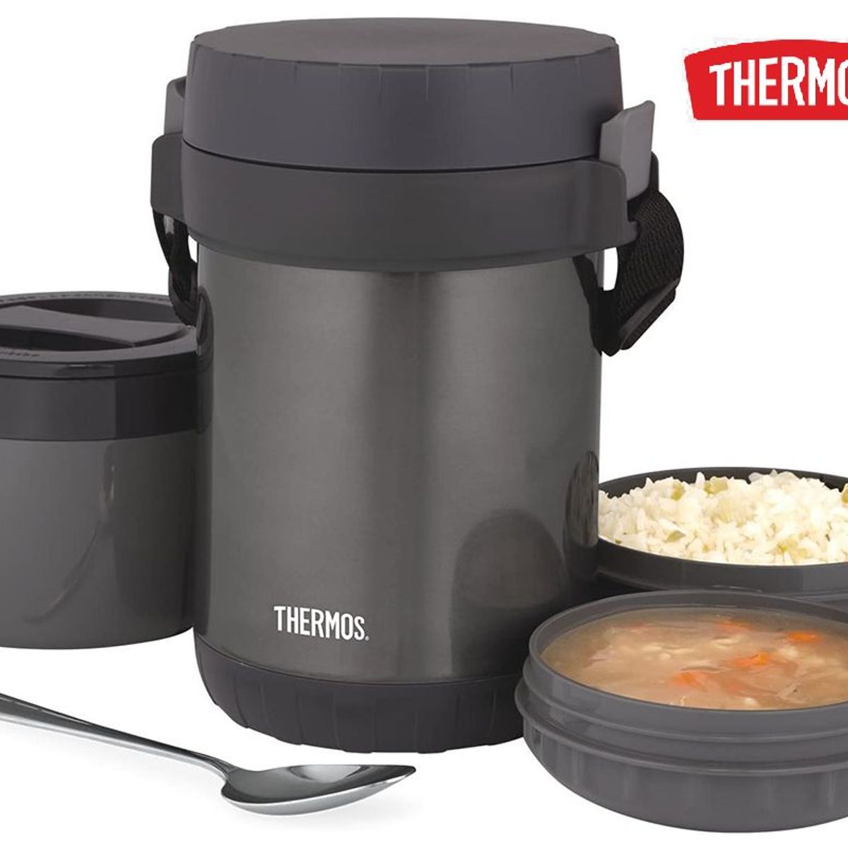 THERMOS - Termo de acero térmico de comida con compartimientos 1.3 lt
