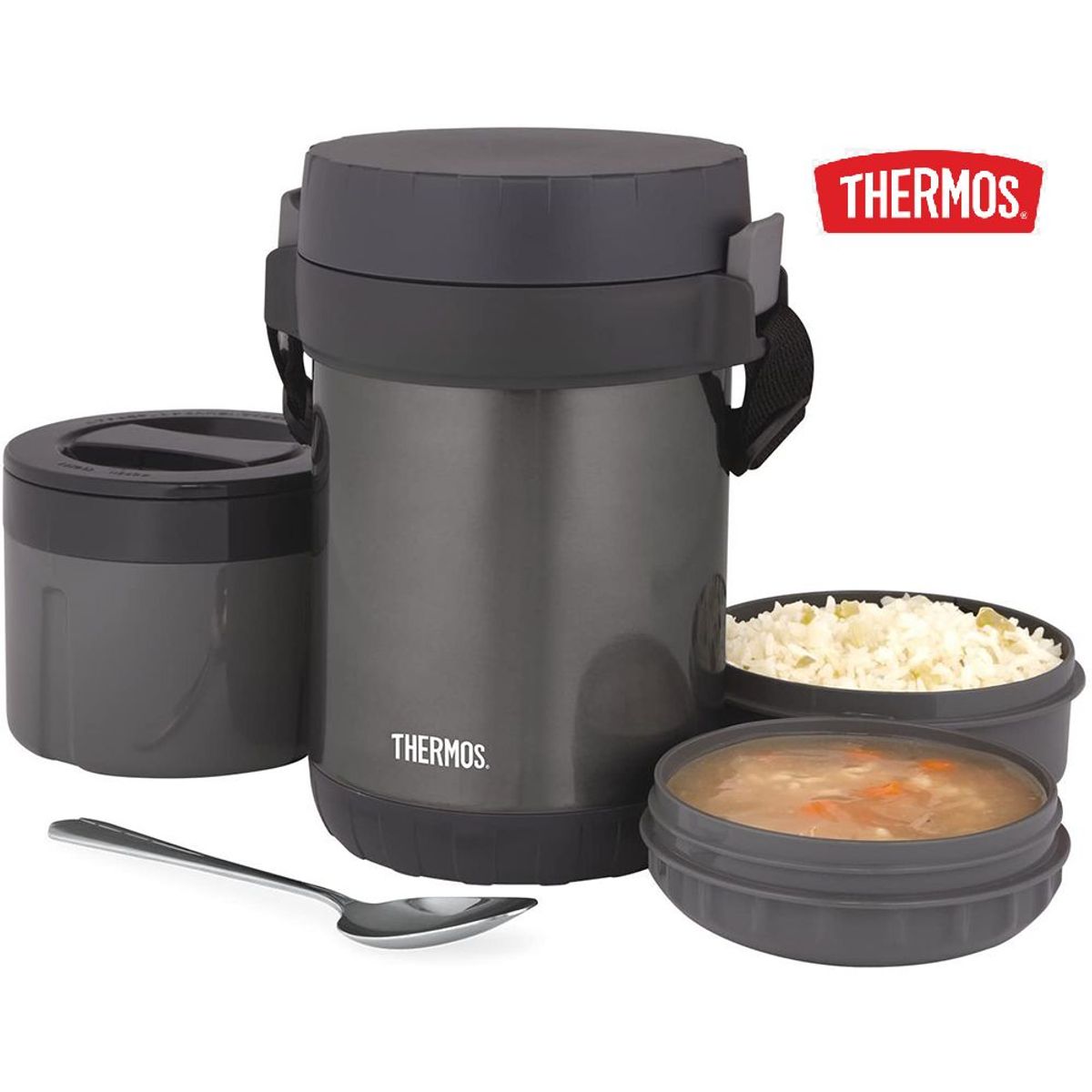 THERMOS - Termo de acero térmico de comida con compartimientos 1.3 lt