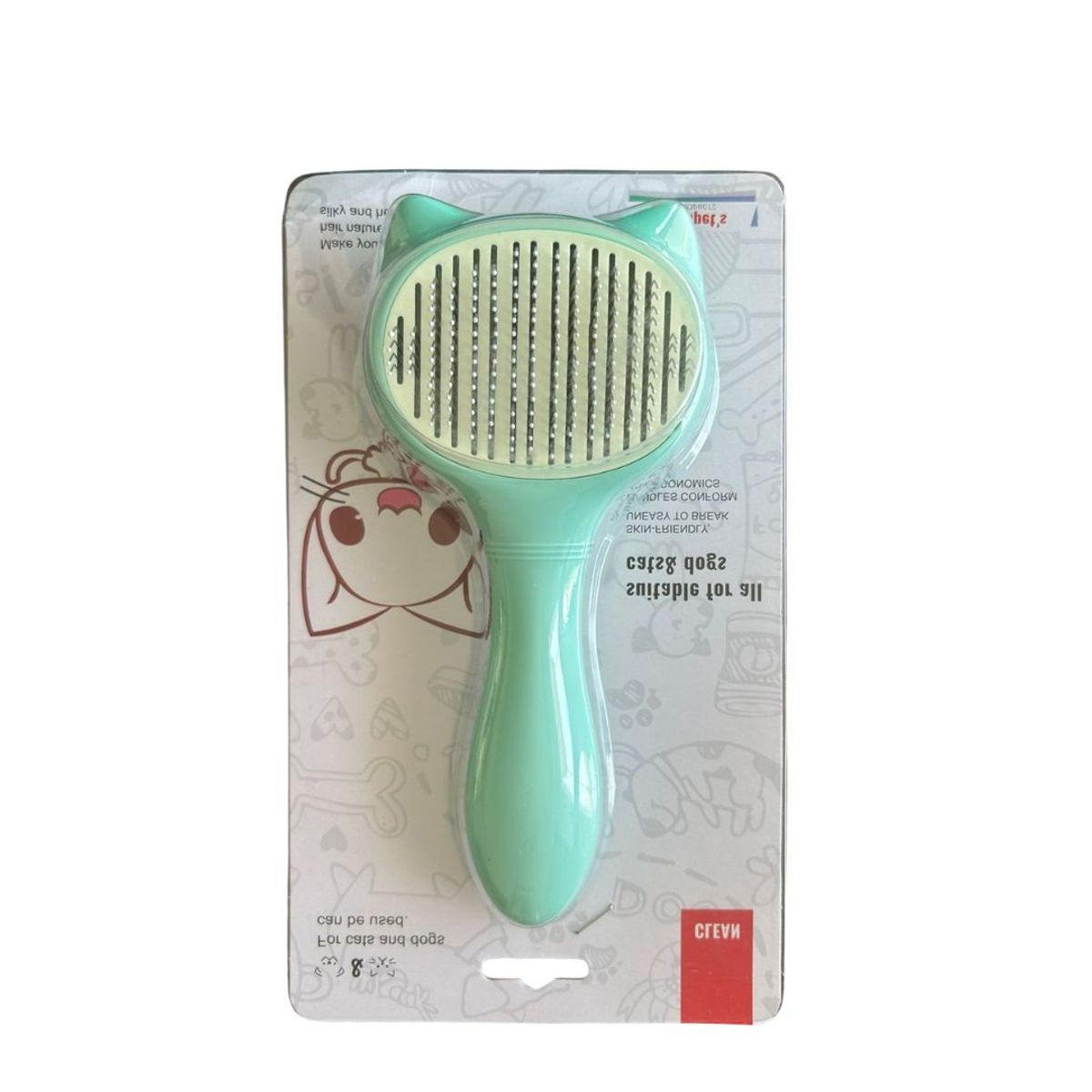 GENERICO - PEINE PARA MASCOTAS CON BOTON EXTRACTOR DE MOTAS CELESTE