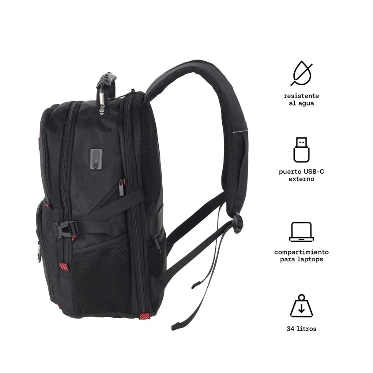 KUZLER - Mochila para laptop 15.6 con cargador y bolsillo antirobo