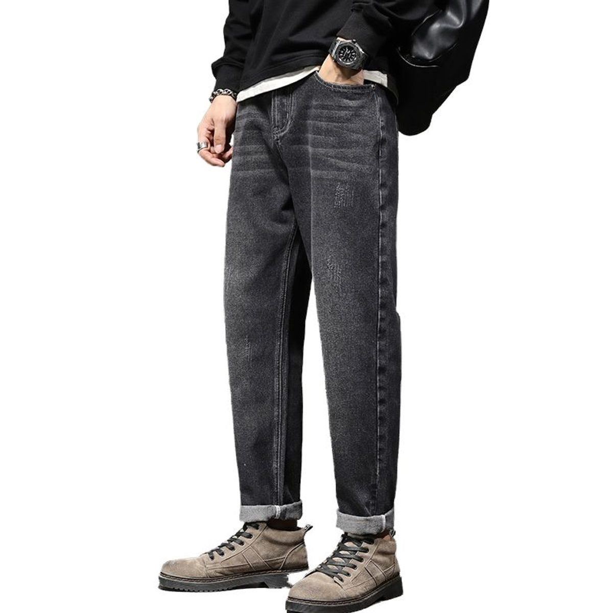 BLWOENS - Pantalones largos para hombres -Negro