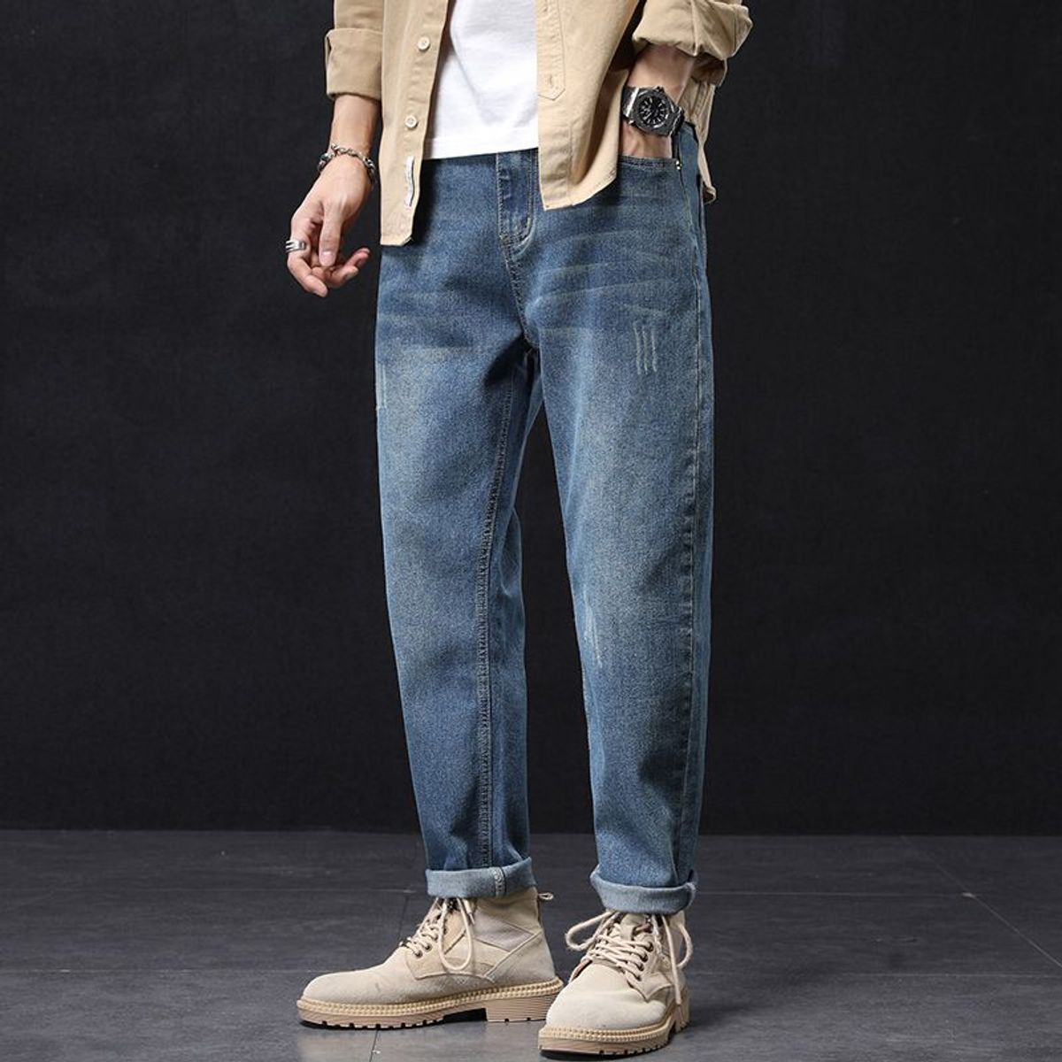 BLWOENS - Pantalones largos para hombres -Azul