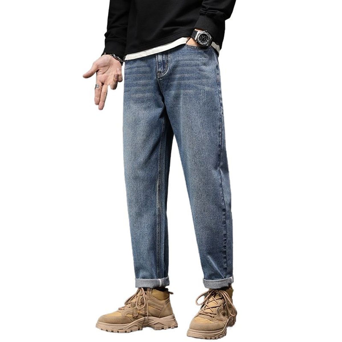 BLWOENS - Pantalones largos para hombres -Azul