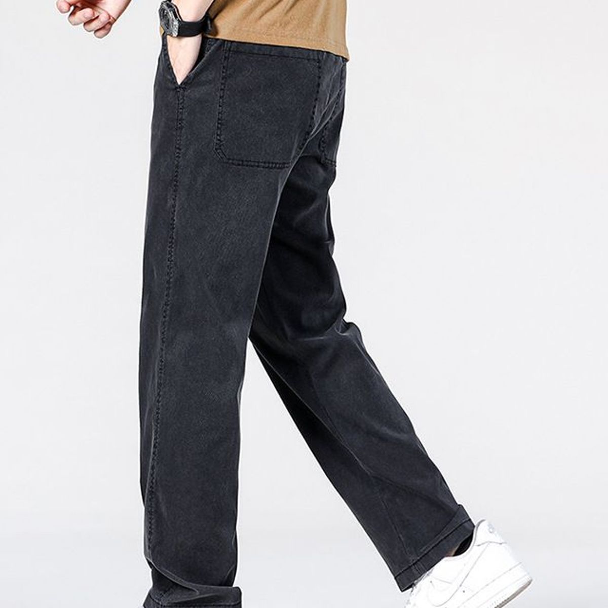 BLWOENS - Pantalones largos para hombres -Negro