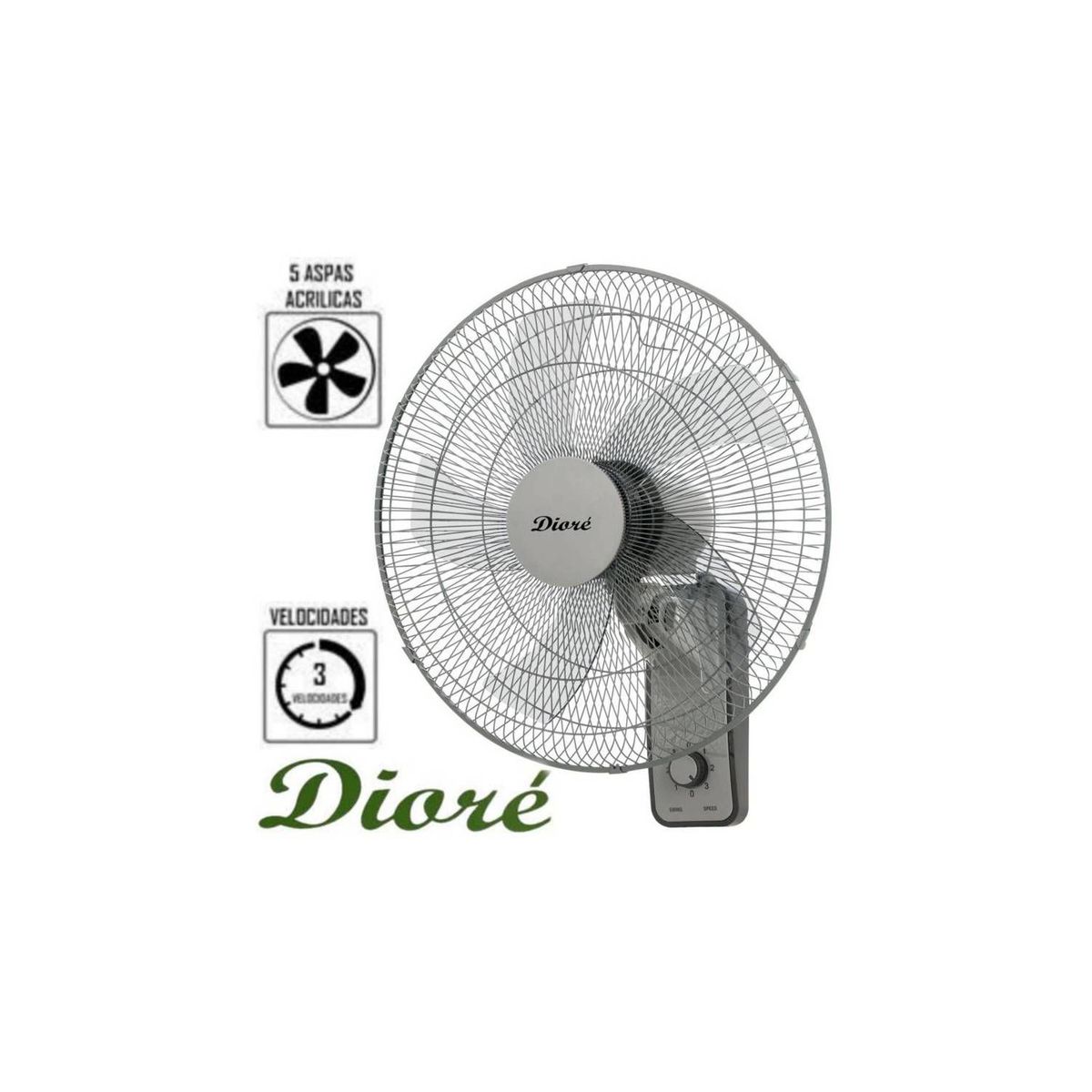 GENERICO - VENTILADORES DE PARED DIORE 5 ASPAS 50 WATTS