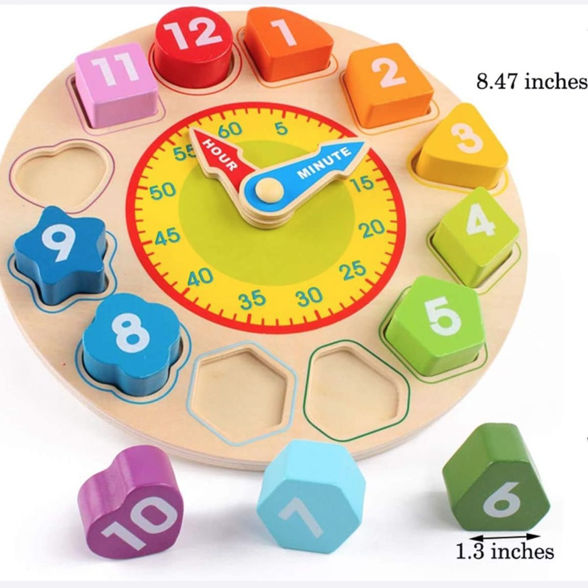 GENERICO - Juego Didactico Reloj de madera con Bloques de Encaje